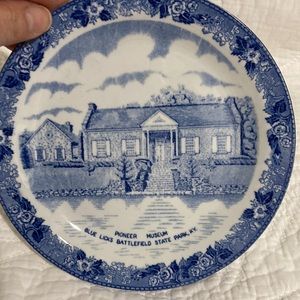 Old English Staffordshire Ware blue historical battlefield plate